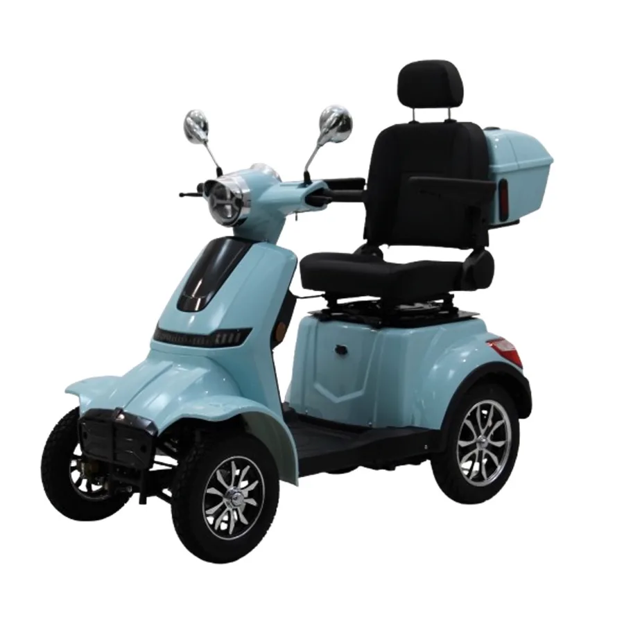Skyblue Beetle vierwielige scootmobiel, schuin van voren
